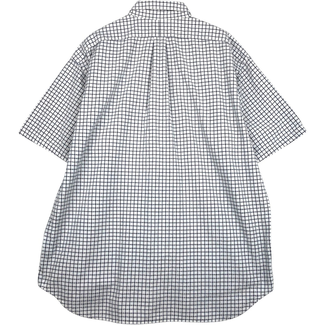 Ralph Lauren BLAIRE Seersucker Short-Sleeve Button-Down Check Shirt, Men's XXL (approx.) cotton white type Vintage Second Hand