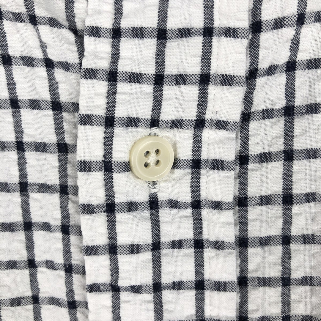 Ralph Lauren BLAIRE Seersucker Short-Sleeve Button-Down Check Shirt, Men's XXL (approx.) cotton white type Vintage Second Hand