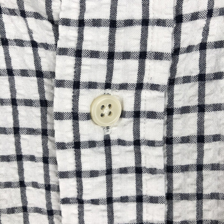 Ralph Lauren BLAIRE Seersucker Short-Sleeve Button-Down Check Shirt, Men's XXL (approx.) cotton white type Vintage Second Hand