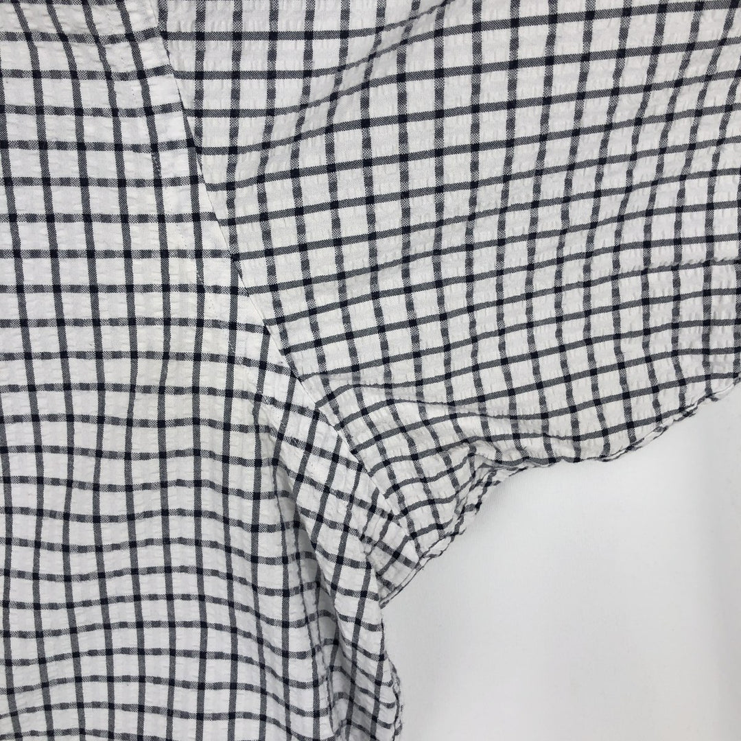 Ralph Lauren BLAIRE Seersucker Short-Sleeve Button-Down Check Shirt, Men's XXL (approx.) cotton white type Vintage Second Hand