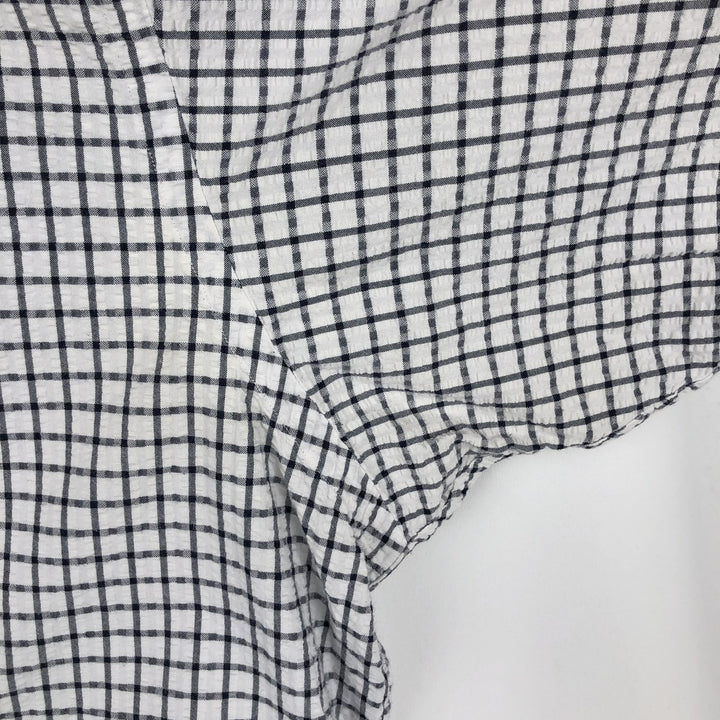 Ralph Lauren BLAIRE Seersucker Short-Sleeve Button-Down Check Shirt, Men's XXL (approx.) cotton white type Vintage Second Hand