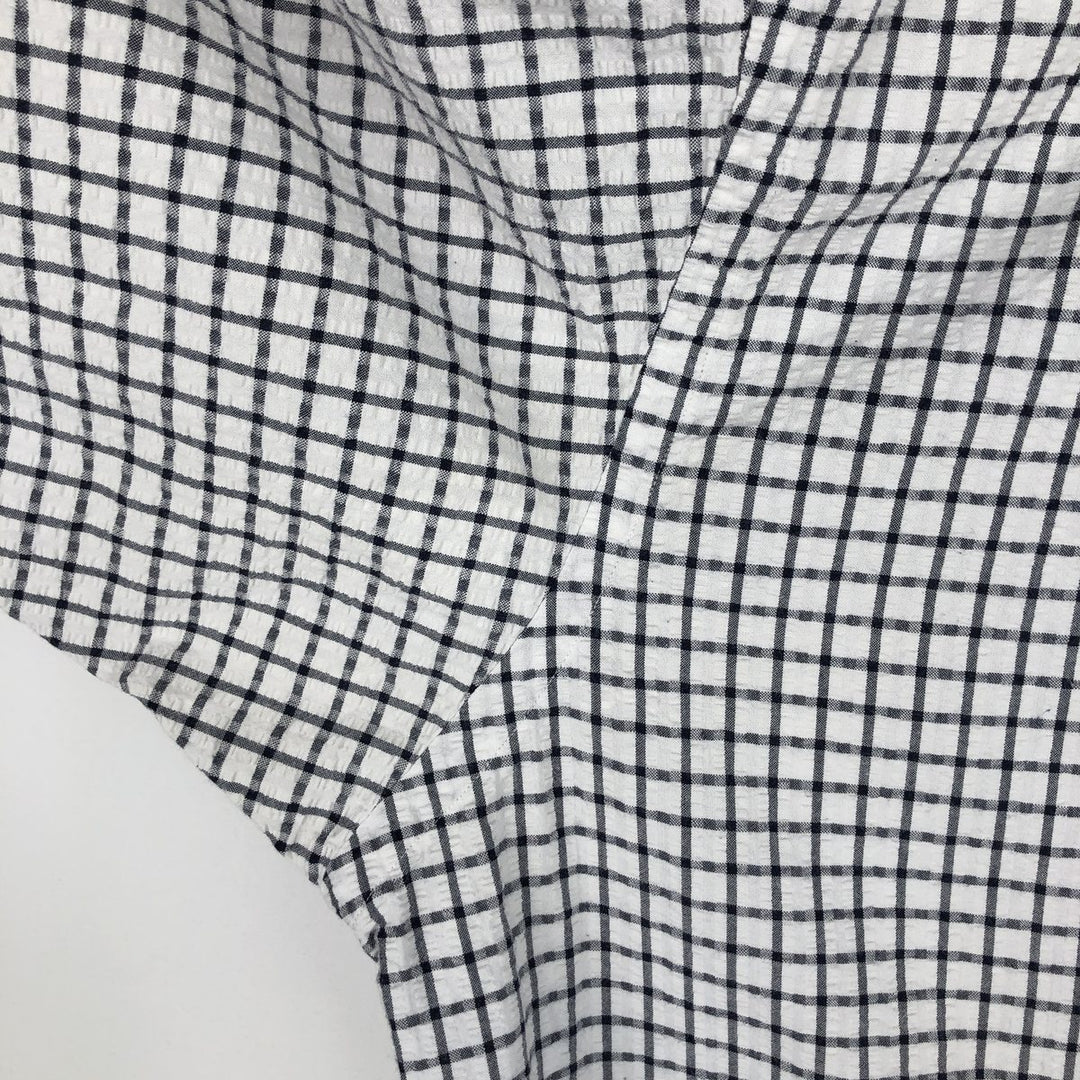 Ralph Lauren BLAIRE Seersucker Short-Sleeve Button-Down Check Shirt, Men's XXL (approx.) cotton white type Vintage Second Hand