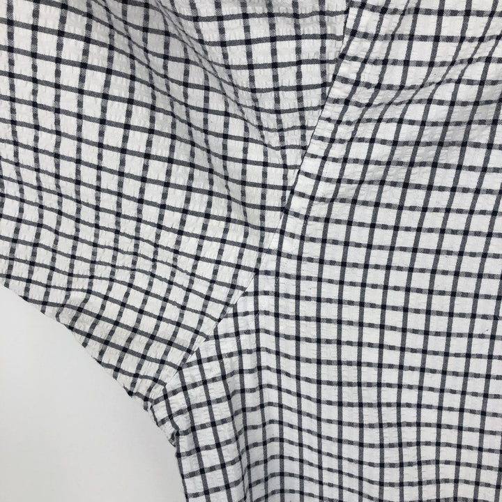 Ralph Lauren BLAIRE Seersucker Short-Sleeve Button-Down Check Shirt, Men's XXL (approx.) cotton white type Vintage Second Hand