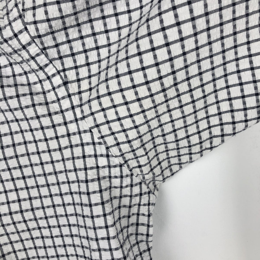 Ralph Lauren BLAIRE Seersucker Short-Sleeve Button-Down Check Shirt, Men's XXL (approx.) cotton white type Vintage Second Hand