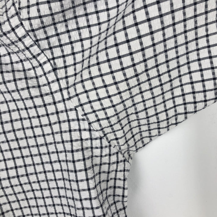 Ralph Lauren BLAIRE Seersucker Short-Sleeve Button-Down Check Shirt, Men's XXL (approx.) cotton white type Vintage Second Hand