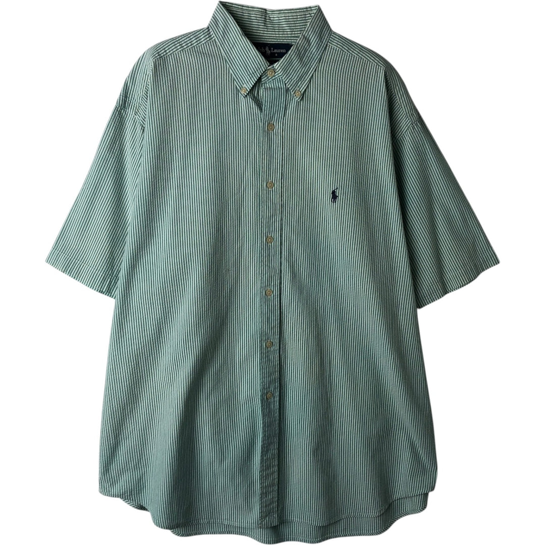 Ralph Lauren BLAKE Seersucker Short Sleeve Button Down Striped Shirt Men's XL cotton white type Vintage Second Hand