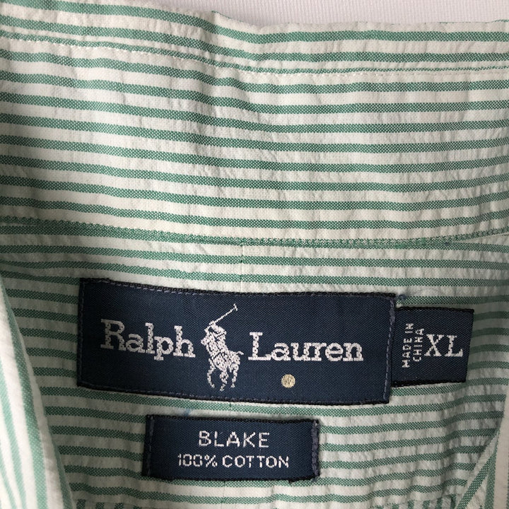 Ralph Lauren BLAKE Seersucker Short Sleeve Button Down Striped Shirt Men's XL cotton white type Vintage Second Hand