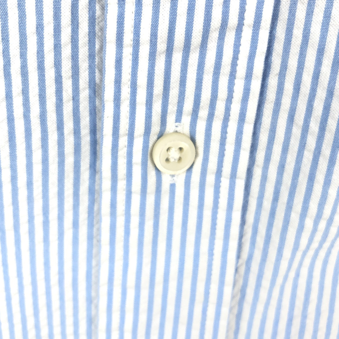 Ralph Lauren CLASSIC FIT Short-Sleeve Seersucker Button-Down Striped Shirt, Men's Size XL (approx.) cotton Blue type light blue Vintage Second Hand