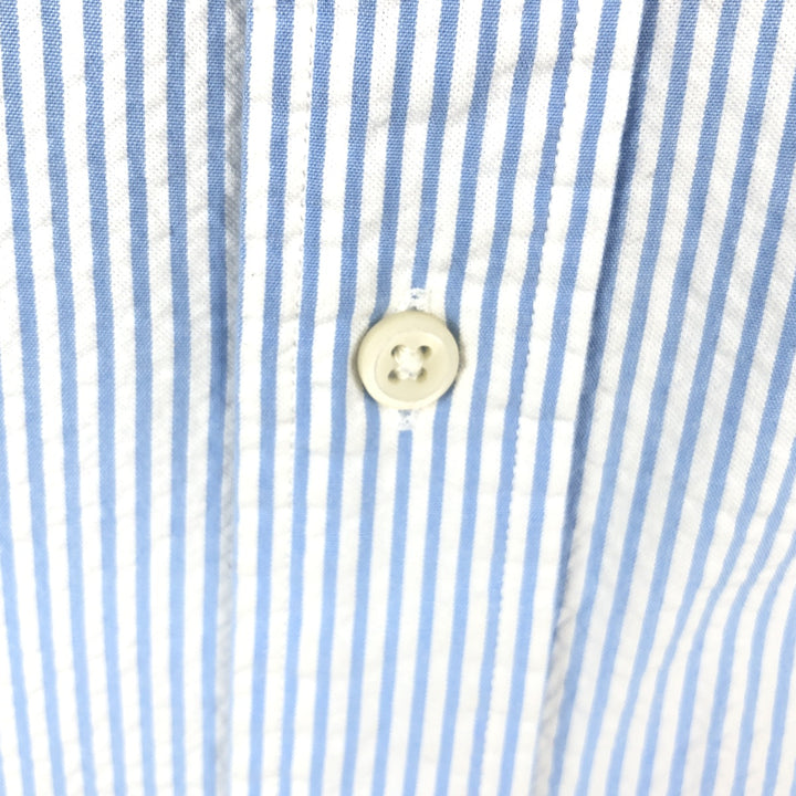 Ralph Lauren CLASSIC FIT Short-Sleeve Seersucker Button-Down Striped Shirt, Men's Size XL (approx.) cotton Blue type light blue Vintage Second Hand