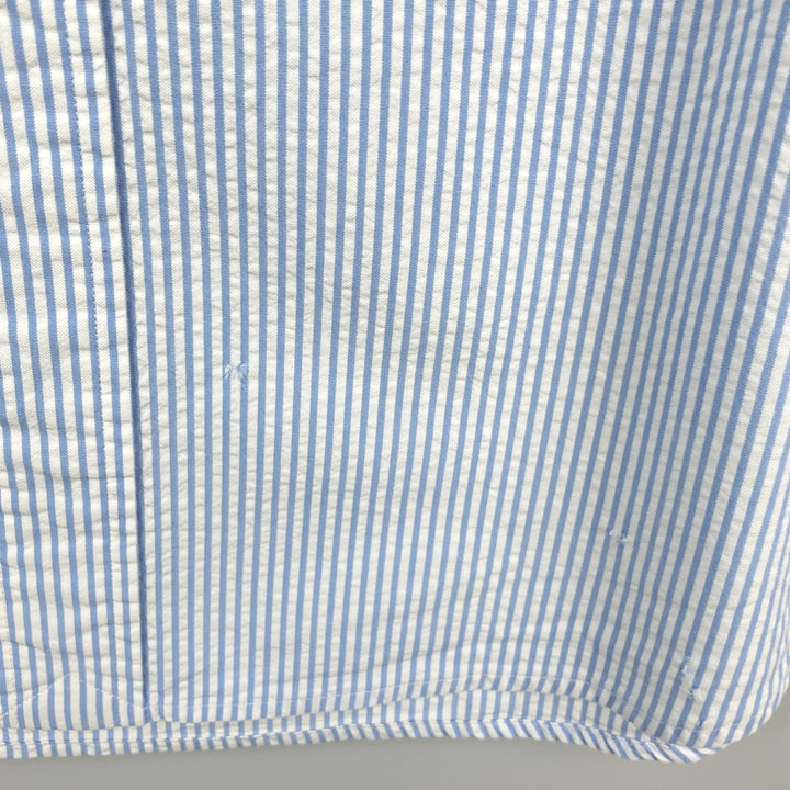 Ralph Lauren CLASSIC FIT Short-Sleeve Seersucker Button-Down Striped Shirt, Men's Size XL (approx.) cotton Blue type light blue Vintage Second Hand