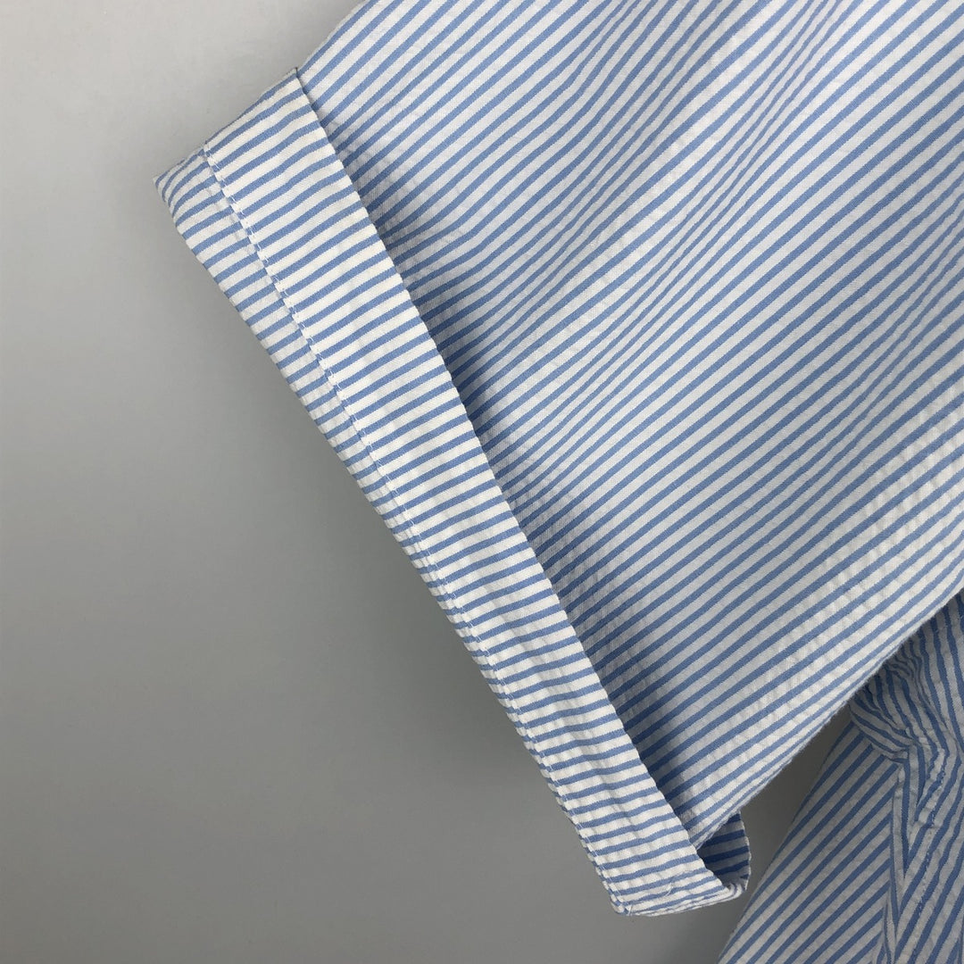 Ralph Lauren CLASSIC FIT Short-Sleeve Seersucker Button-Down Striped Shirt, Men's Size XL (approx.) cotton Blue type light blue Vintage Second Hand