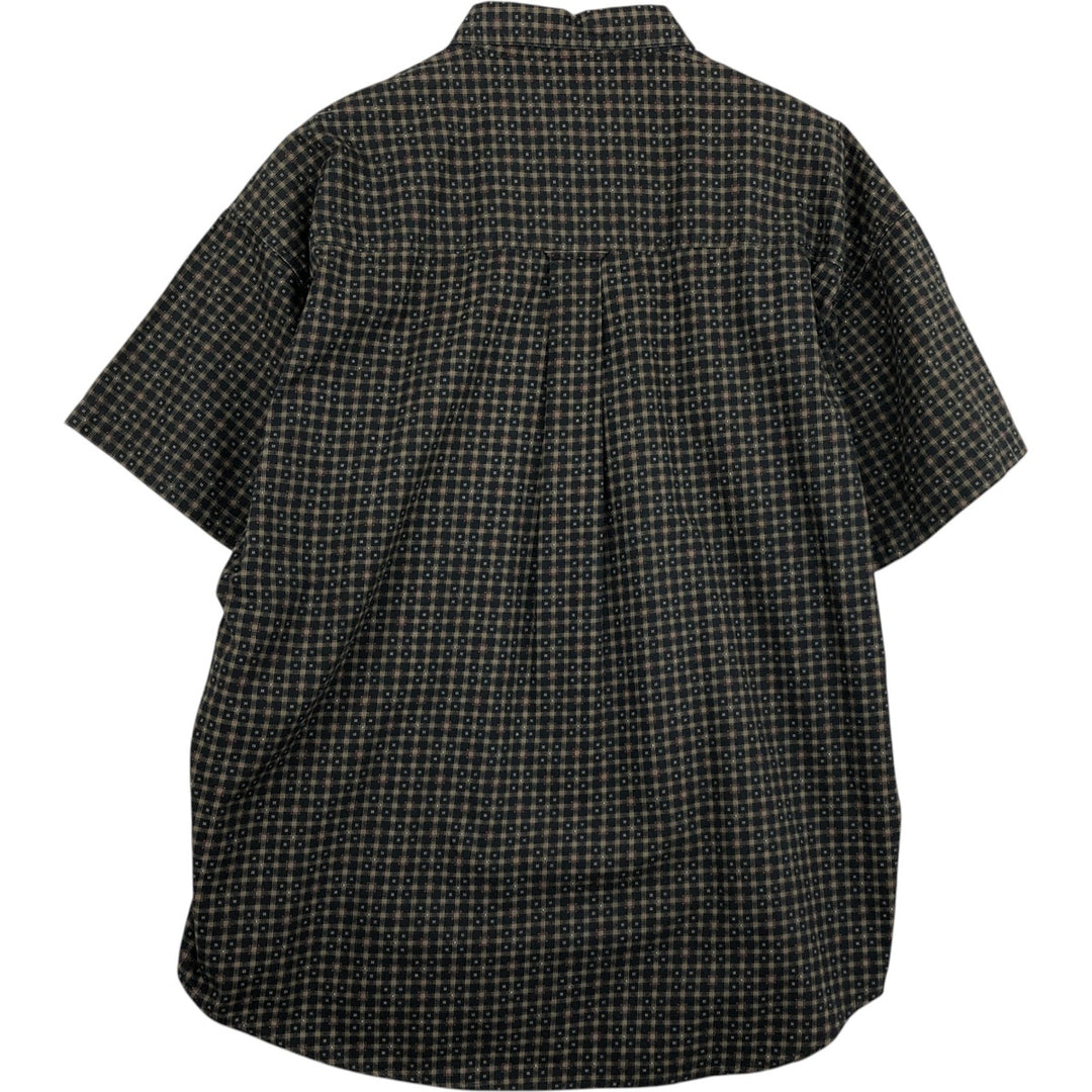 Ralph Lauren CHAPS all-over print short-sleeved button-down check shirt, men's size XL (approx.) cotton black type Vintage Second Hand
