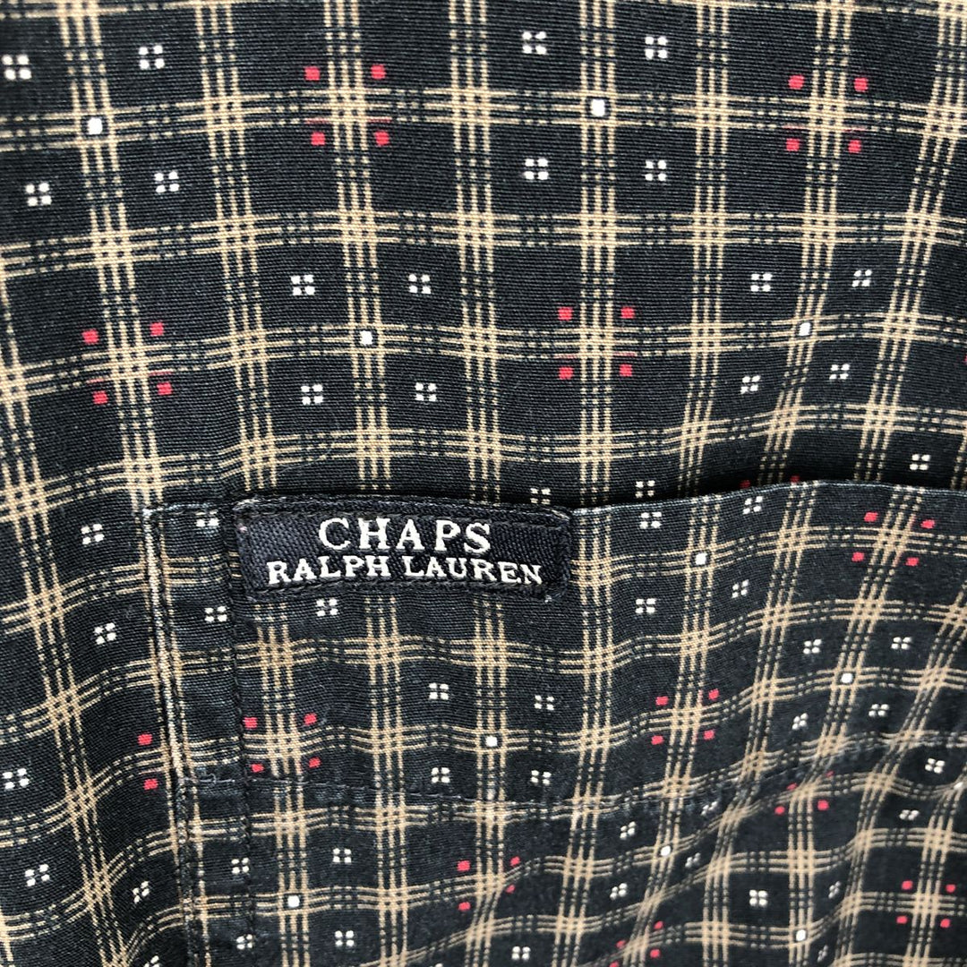 Ralph Lauren CHAPS all-over print short-sleeved button-down check shirt, men's size XL (approx.) cotton black type Vintage Second Hand