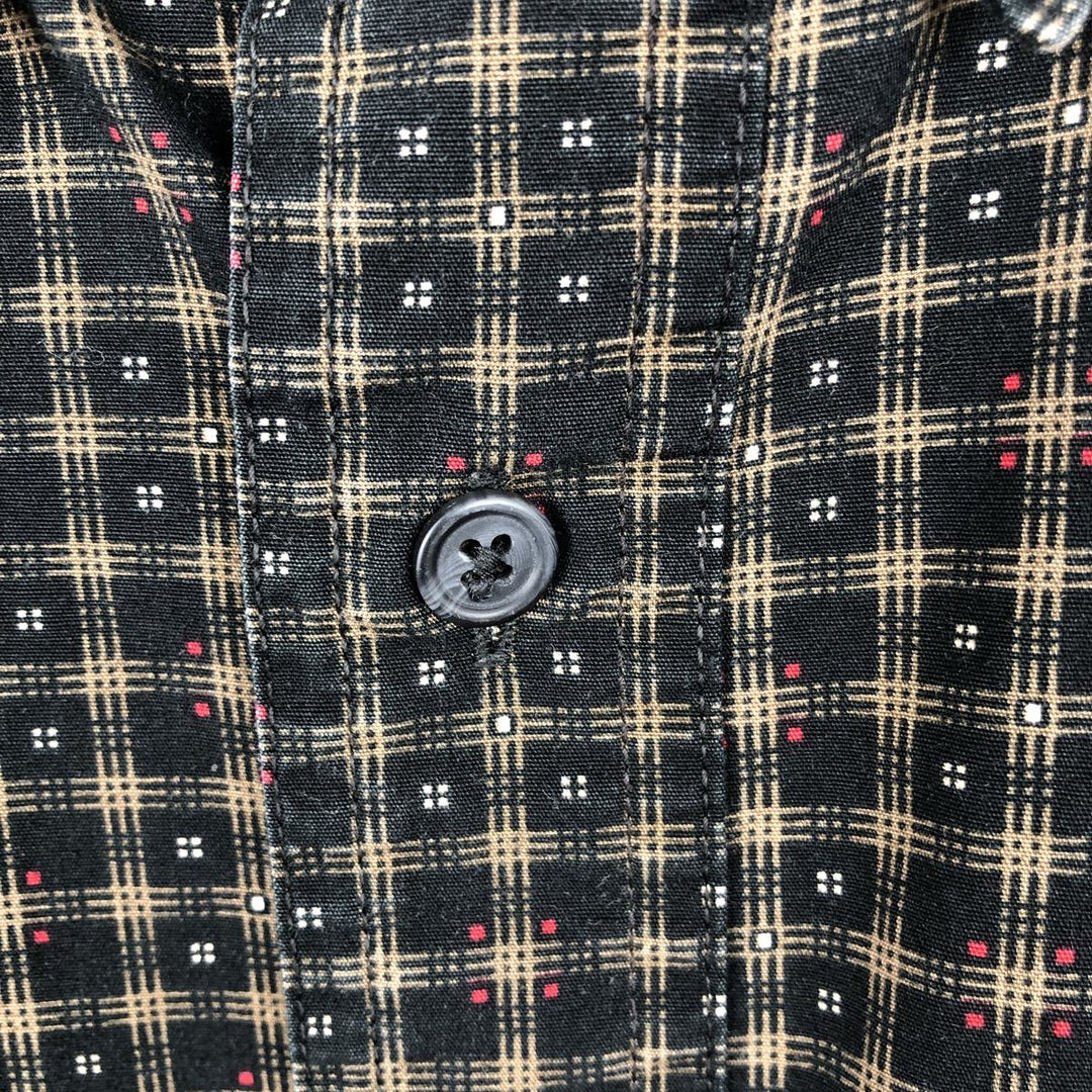 Ralph Lauren CHAPS all-over print short-sleeved button-down check shirt, men's size XL (approx.) cotton black type Vintage Second Hand