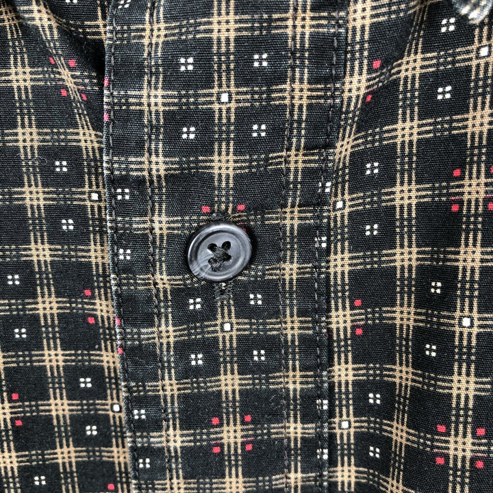 Ralph Lauren CHAPS all-over print short-sleeved button-down check shirt, men's size XL (approx.) cotton black type Vintage Second Hand