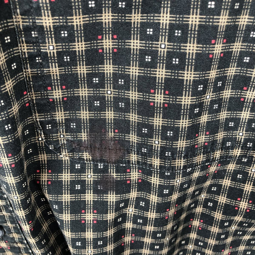 Ralph Lauren CHAPS all-over print short-sleeved button-down check shirt, men's size XL (approx.) cotton black type Vintage Second Hand