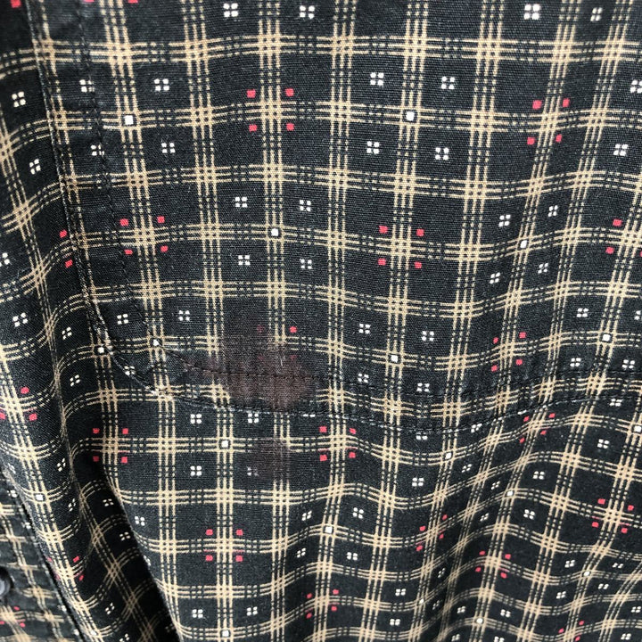 Ralph Lauren CHAPS all-over print short-sleeved button-down check shirt, men's size XL (approx.) cotton black type Vintage Second Hand