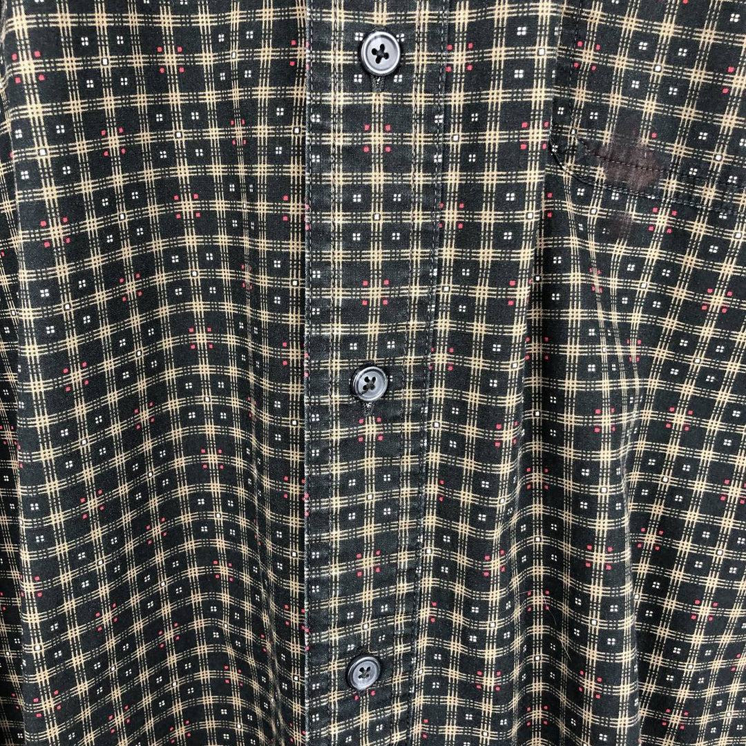 Ralph Lauren CHAPS all-over print short-sleeved button-down check shirt, men's size XL (approx.) cotton black type Vintage Second Hand