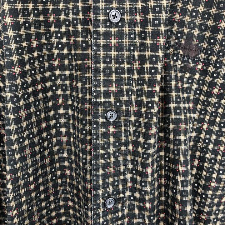 Ralph Lauren CHAPS all-over print short-sleeved button-down check shirt, men's size XL (approx.) cotton black type Vintage Second Hand