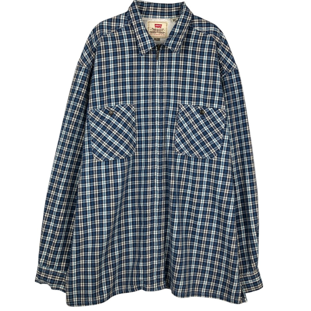 90'S Levi's Long Sleeve Flannel Check Shirt, Men's XL, Vintage cotton blue type Vintage Second Hand