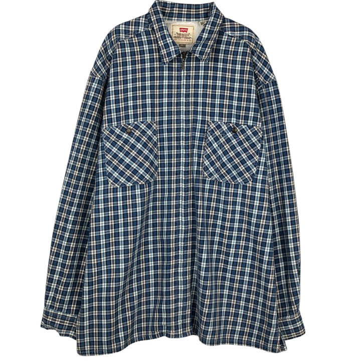 90'S Levi's Long Sleeve Flannel Check Shirt, Men's XL, Vintage cotton blue type Vintage Second Hand