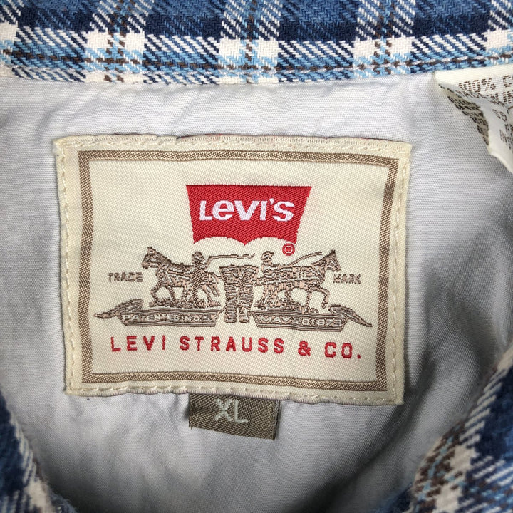 90'S Levi's Long Sleeve Flannel Check Shirt, Men's XL, Vintage cotton blue type Vintage Second Hand