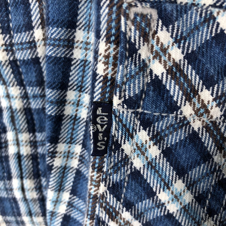 90'S Levi's Long Sleeve Flannel Check Shirt, Men's XL, Vintage cotton blue type Vintage Second Hand