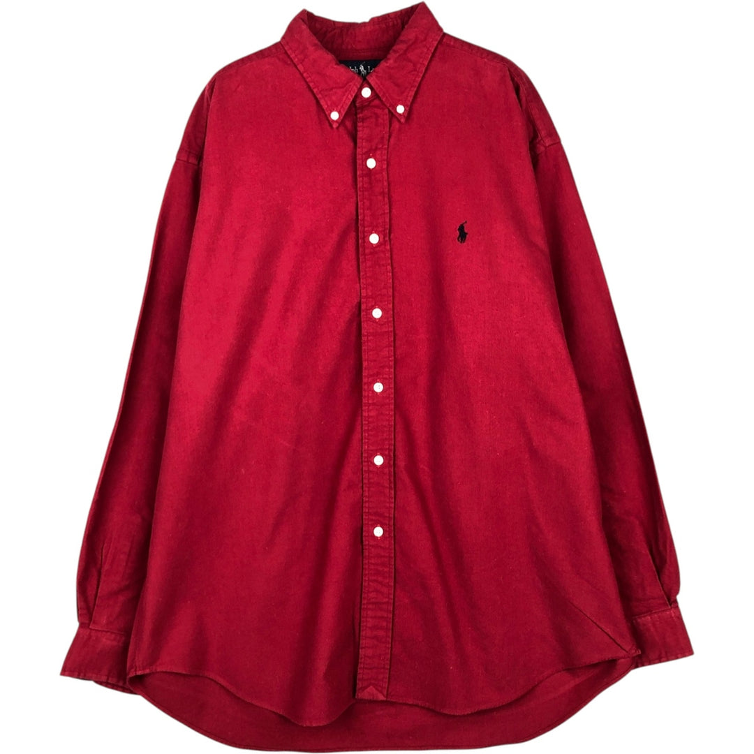 Ralph Lauren BLAIRE Long-Sleeve Button-Down Flannel Shirt, Men's Size L (approx.) cotton red type Vintage Second Hand
