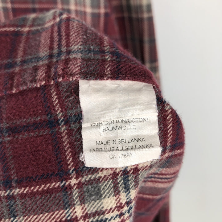 GAP Long-Sleeve Button-Down Flannel Check Shirt, Men's Size L (approx.) cotton Red type red-purple Vintage Second Hand