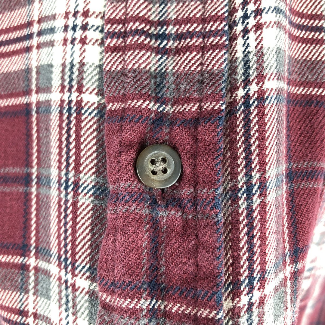 GAP Long-Sleeve Button-Down Flannel Check Shirt, Men's Size L (approx.) cotton Red type red-purple Vintage Second Hand