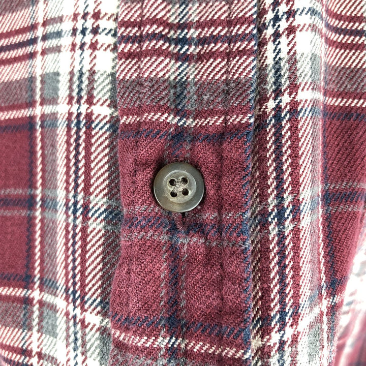 GAP Long-Sleeve Button-Down Flannel Check Shirt, Men's Size L (approx.) cotton Red type red-purple Vintage Second Hand