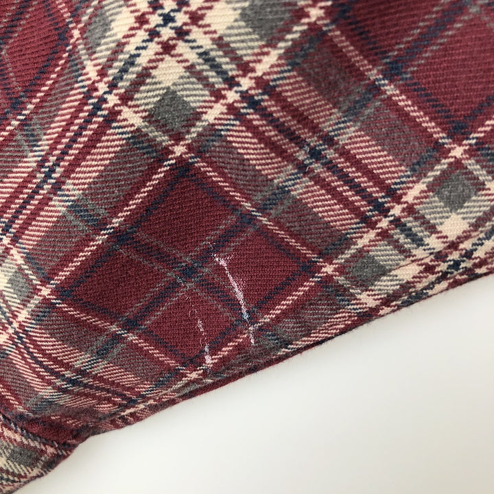 GAP Long-Sleeve Button-Down Flannel Check Shirt, Men's Size L (approx.) cotton Red type red-purple Vintage Second Hand