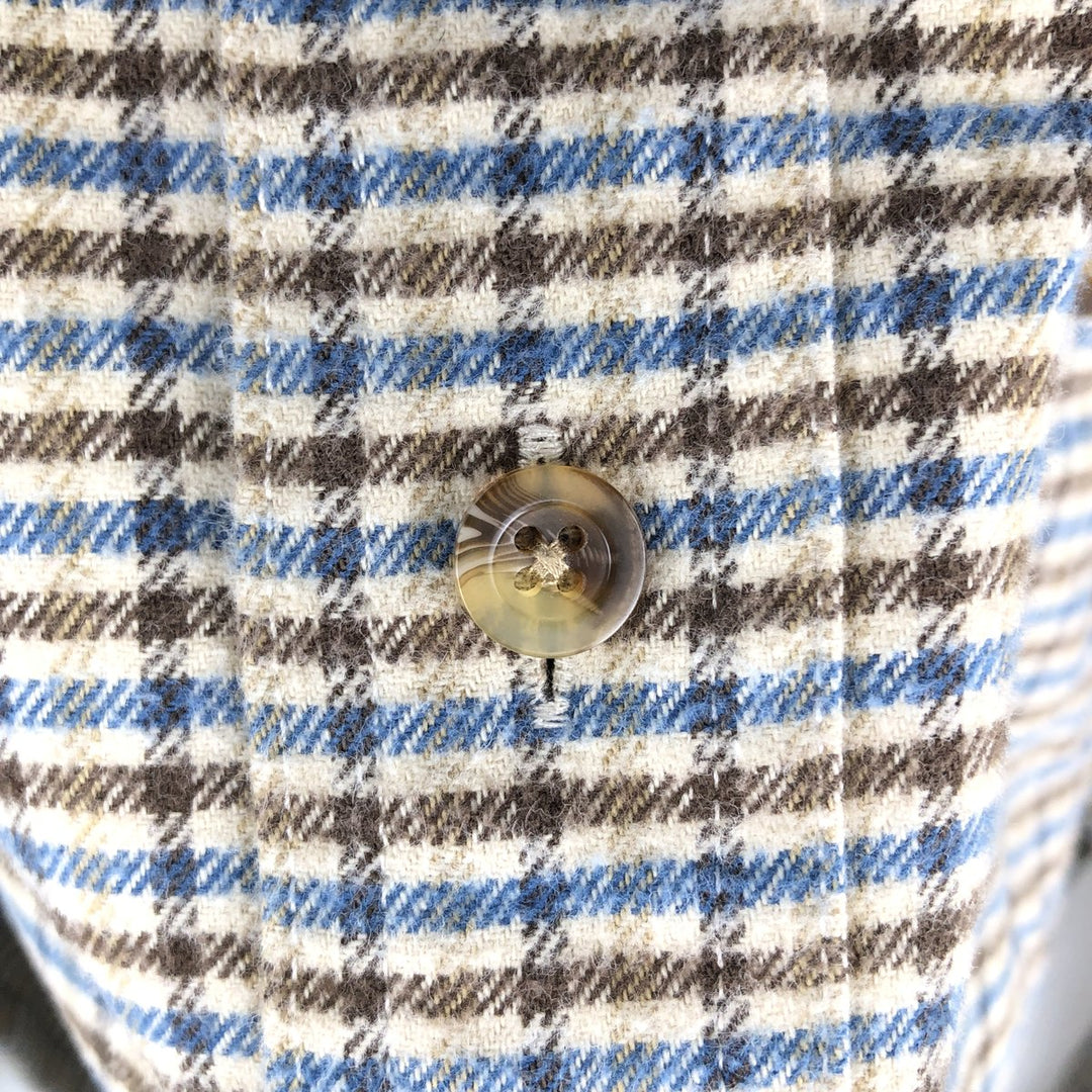 90s-00'S LLBean long-sleeved flannel check shirt, men's size M (approx.) cotton Beige type Vintage Second Hand