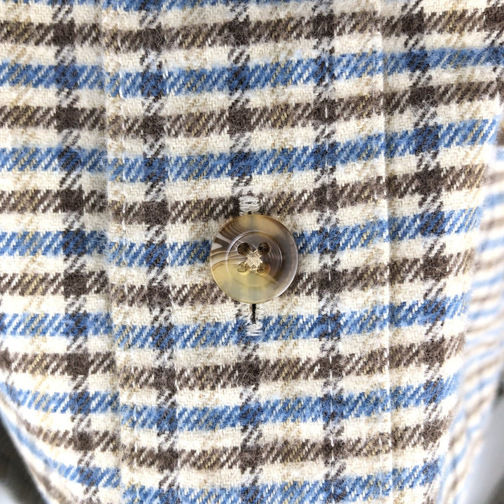 90s-00'S LLBean long-sleeved flannel check shirt, men's size M (approx.) cotton Beige type Vintage Second Hand
