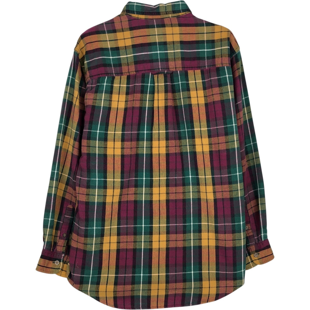 80s-90'S Eddie Bauer Black Tag Long Sleeve Button-Down Light Flannel Check Shirt Men's Size M (Equivalent) Vintage cotton green type Vintage Second Hand