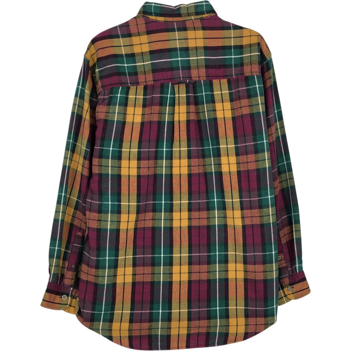 80s-90'S Eddie Bauer Black Tag Long Sleeve Button-Down Light Flannel Check Shirt Men's Size M (Equivalent) Vintage cotton green type Vintage Second Hand