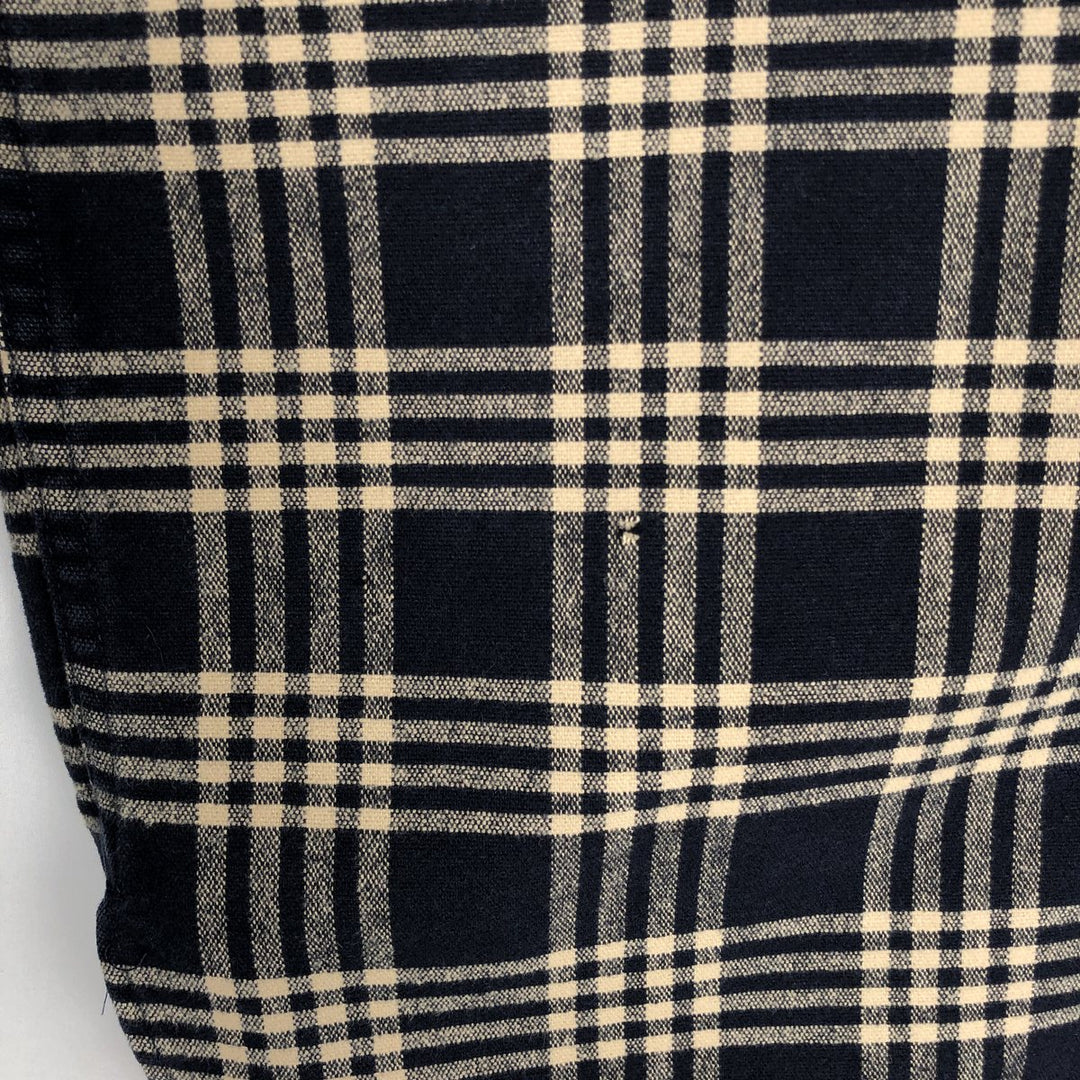 80s-90'S L.L.Bean Chamois Shirt, Long Sleeve, Flannel Check Shirt, Made in USA, Men's Size L (Equivalent), Vintage cotton navy blue type Vintage Second Hand