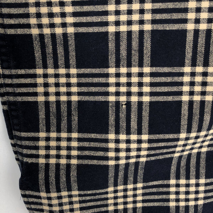 80s-90'S L.L.Bean Chamois Shirt, Long Sleeve, Flannel Check Shirt, Made in USA, Men's Size L (Equivalent), Vintage cotton navy blue type Vintage Second Hand