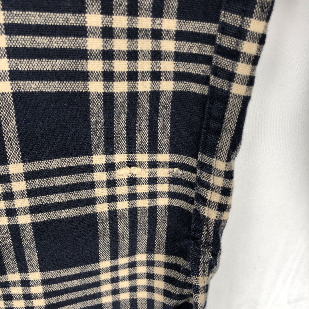 80s-90'S L.L.Bean Chamois Shirt, Long Sleeve, Flannel Check Shirt, Made in USA, Men's Size L (Equivalent), Vintage cotton navy blue type Vintage Second Hand