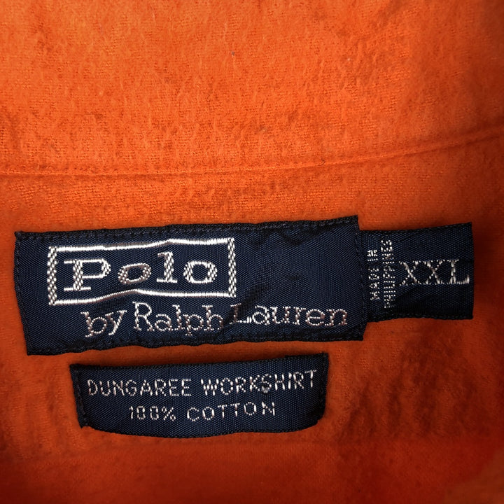 Ralph Lauren POLO by Ralph Lauren Long-Sleeve Heavy Flannel Shirt, Men's Size XXL (approx.) cotton orange type Vintage Second Hand