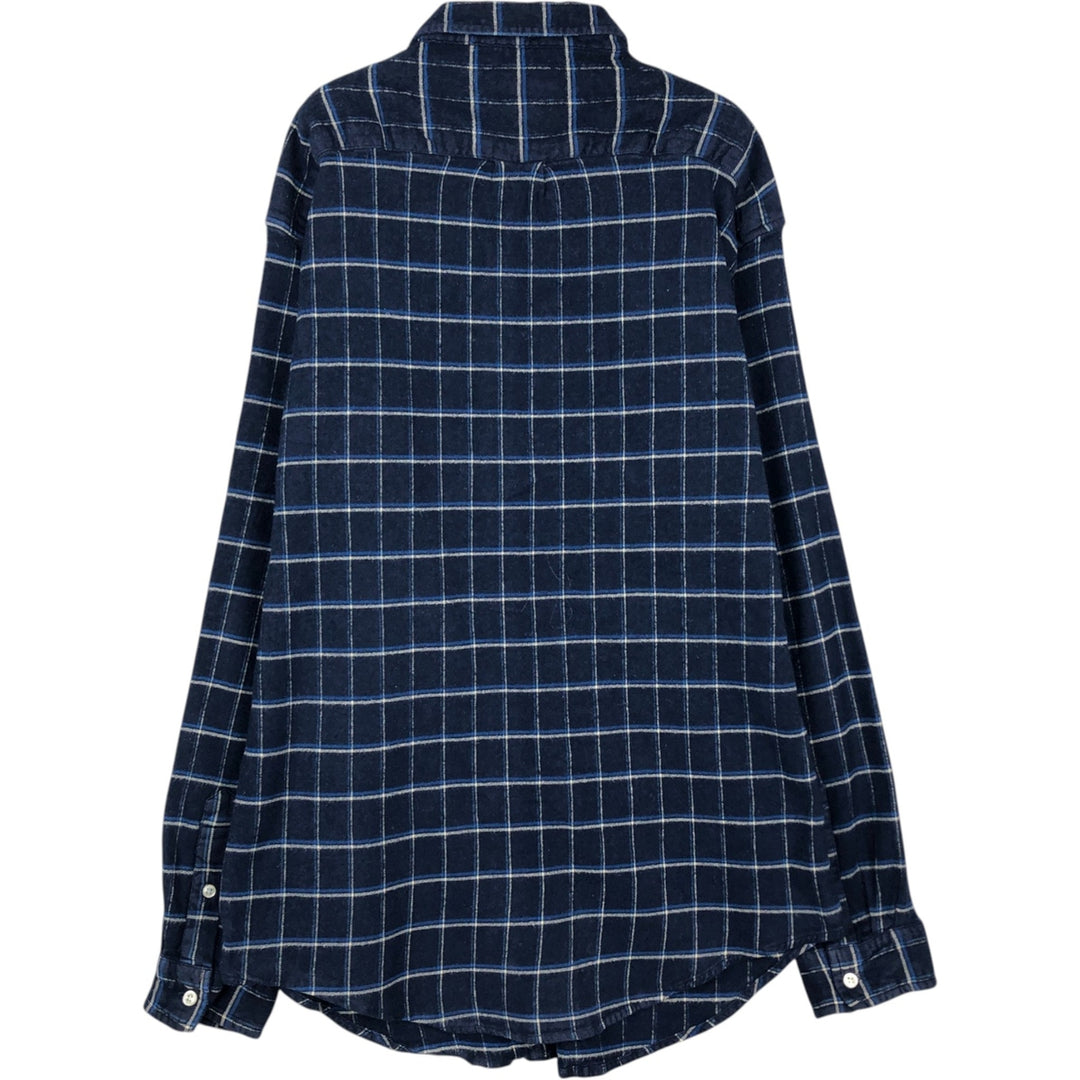 2000'S Ralph Lauren Polo Jeans Company long-sleeved flannel check shirt, men's size XL cotton navy blue type Vintage Second Hand