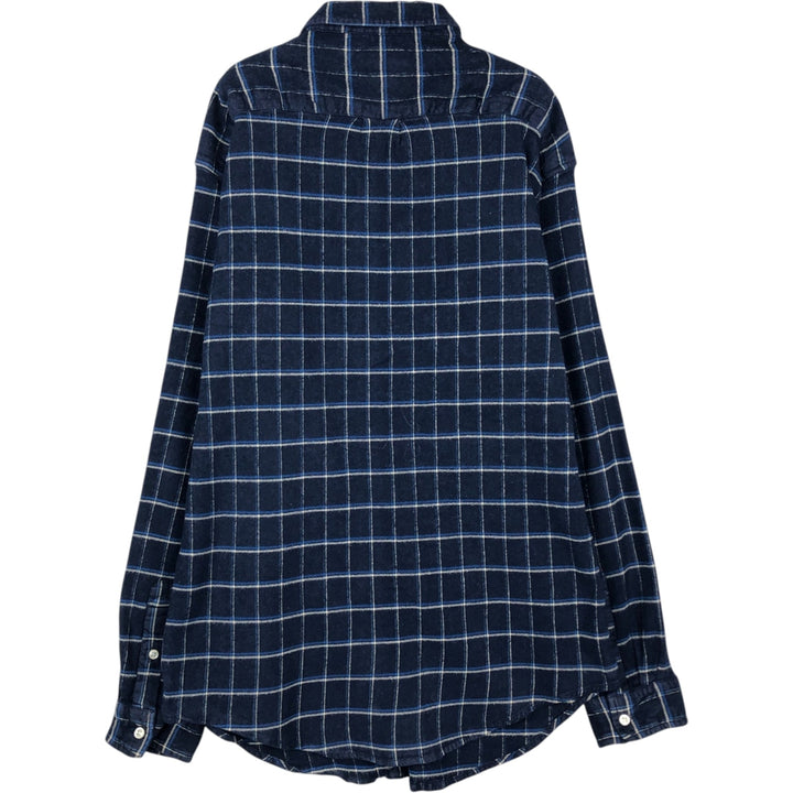 2000'S Ralph Lauren Polo Jeans Company long-sleeved flannel check shirt, men's size XL cotton navy blue type Vintage Second Hand