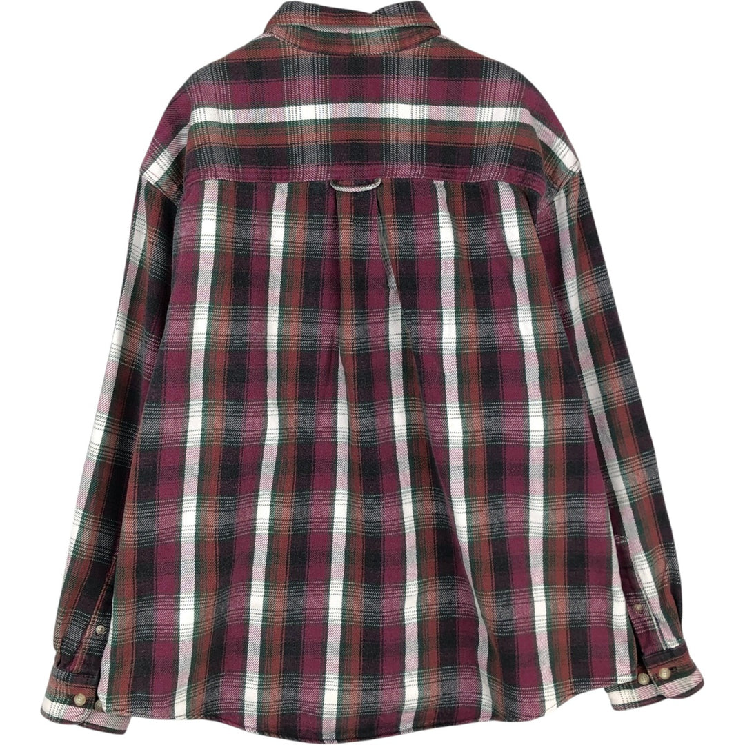 Eddie Bauer Men's Long Sleeve Heavy Flannel Check Shirt, Size XL cotton Red type red-purple Vintage Second Hand