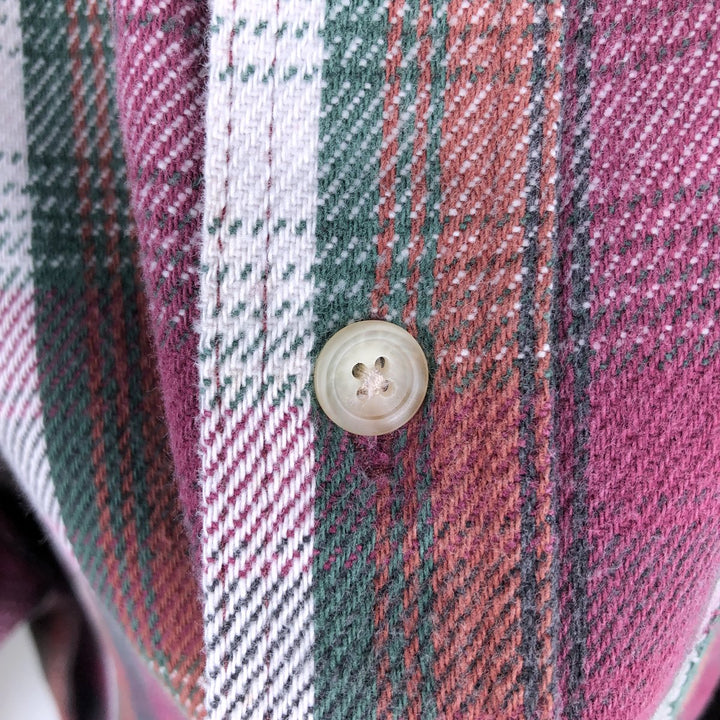 Eddie Bauer Men's Long Sleeve Heavy Flannel Check Shirt, Size XL cotton Red type red-purple Vintage Second Hand