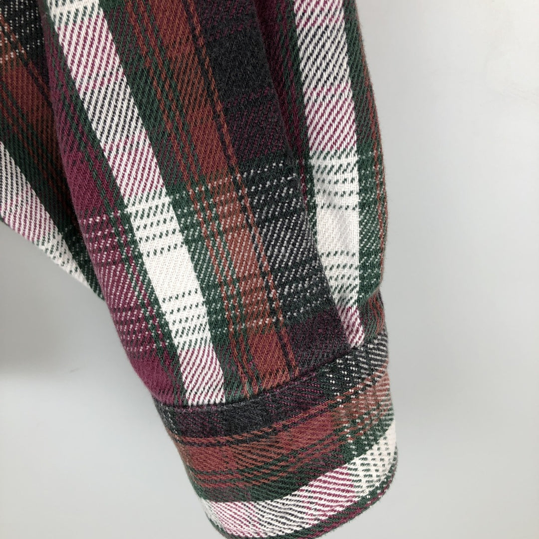 Eddie Bauer Men's Long Sleeve Heavy Flannel Check Shirt, Size XL cotton Red type red-purple Vintage Second Hand