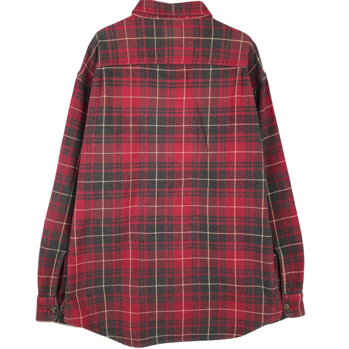 Long sleeve flannel check shirt, men's size L cotton red type Vintage Second Hand