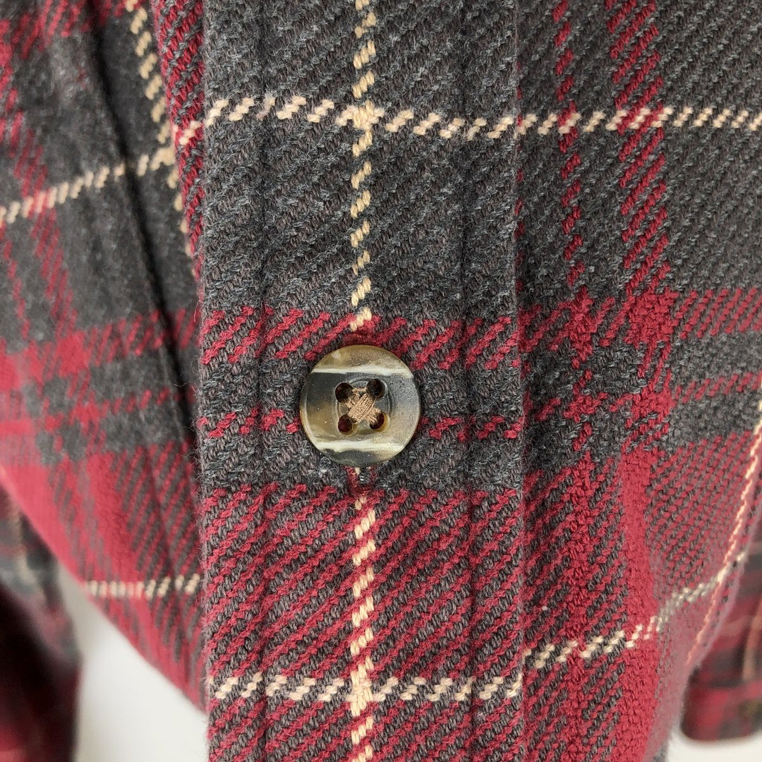 Long sleeve flannel check shirt, men's size L cotton red type Vintage Second Hand