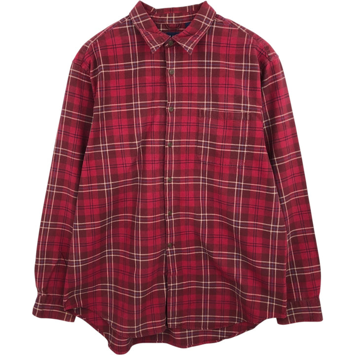 90'S GAP Vintage Long Sleeve Flannel Check Shirt, Men's XL cotton wine-red Vintage Second Hand