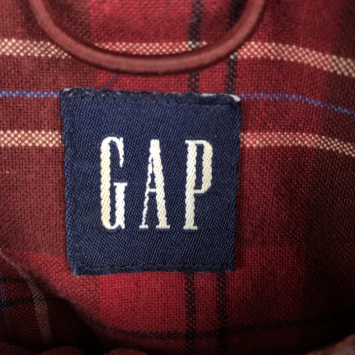 90'S GAP Vintage Long Sleeve Flannel Check Shirt, Men's XL cotton wine-red Vintage Second Hand