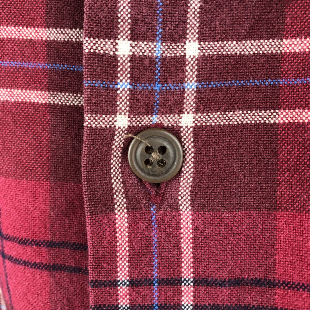 90'S GAP Vintage Long Sleeve Flannel Check Shirt, Men's XL cotton wine-red Vintage Second Hand